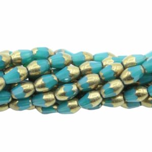 Faceted Drop Bead - 7mm - 33cm Strand - Zircon / Gold