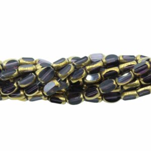 Faceted Oval Bead - 7mm - 34cm Strand - Tanzanite / Gold