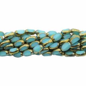 Faceted Oval Bead - 7mm - 34cm Strand - Pacific Opal / Gold