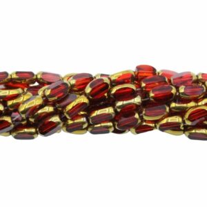 Faceted Oval Bead - 7mm - 34cm Strand - Light Siam / Gold
