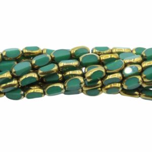Faceted Oval Bead - 7mm - 34cm Strand - Palace Green Opal / Gold
