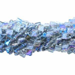 Tribal Cross Bead - 9mm - Iridescent Blue - 85cm Strand