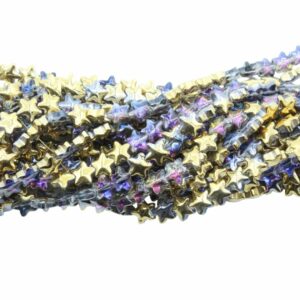 Star Bead - 9mm - Heliotrope / Gold - 70cm Strand