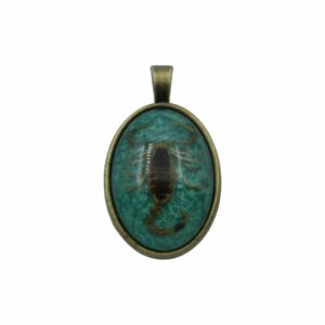 Scorpion Pendant - 34mm - Antique Brass / Teale