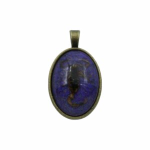 Scorpion Pendant - 34mm - Antique Brass / Tanzanite