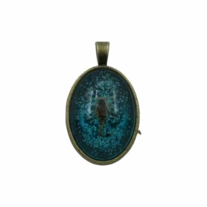 Scorpion Pendant - 34mm - Antique Brass / Blue Zircon