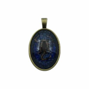 Scorpion Pendant - 34mm - Antique Brass / Cobalt