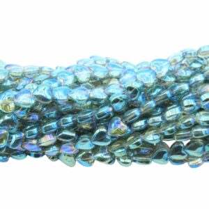 Heart Bead - 8mm - Iridescent Green - 75cm Strand