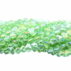 Heart Bead - 8mm - Peridot AB - 75cm Strand