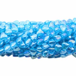 Heart Bead - 8mm - Aqua AB - 75cm Strand