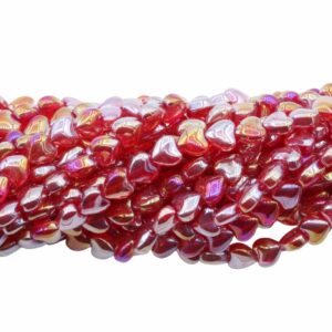 Heart Bead - 8mm - Light Siam AB - 75cm Strand