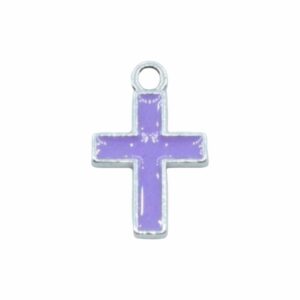 Cross Charm - 17mm - Purple / Silver
