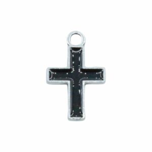 Cross Charm - 17mm - Black / Silver