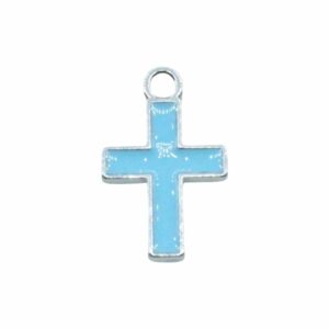 Cross Charm - 17mm - Blue / Silver