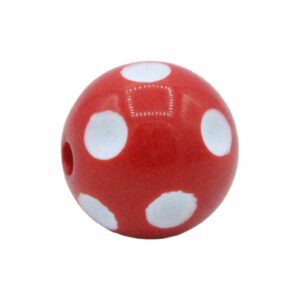Round Bead - 16mm - Red / White