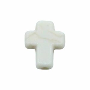Cross Bead - White Marble - 10mm