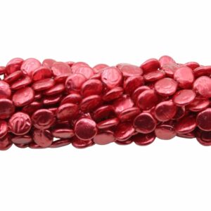 Coin Pearls - 13mm - Red - 55cm Strand
