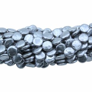 Coin Pearls - 13mm - Grey - 55cm Strand