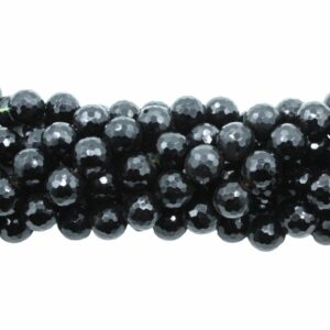 Black Agate - 14mm Faceted World Bead - 41cm Strand