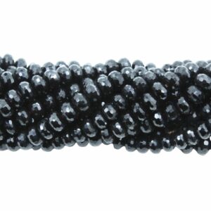 Black Agate - 9mm Faceted Briolette - 40cm Strand