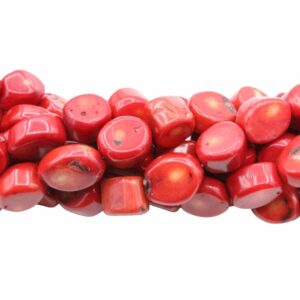 Red Coral - 20mm Flat Oval - 42cm Strand