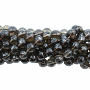 Smoky Quartz - 12mm Faceted World Bead - 40cm Strand