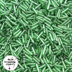 Bugle Bead - 7mm - Green Silverlined - Price Per Gram
