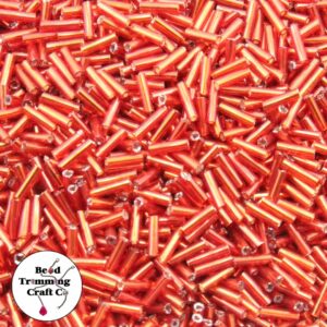Bugle Bead - 7mm - Red Silverlined - Price Per Gram