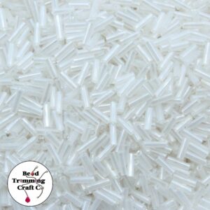 Bugle Bead - 7mm - Pearl Transparent - Price Per Gram
