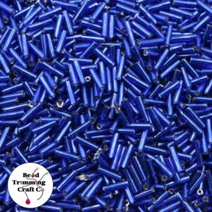 Bugle Bead - 7mm - Dark Blue Silverlined - Price Per Gram