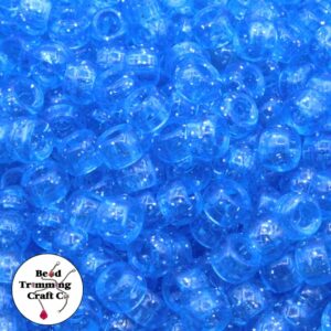 Pony Beads - 9mm - Blue - Glitter