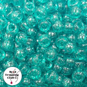 Pony Beads - 9mm - Green - Glitter
