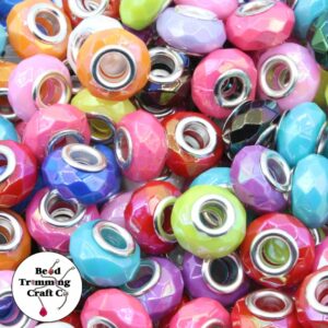 Spacer / Rondelle Faceted Bead - 15mm - Iridescent Opaque Mix