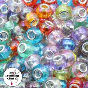 Spacer / Rondelle Bead - 14mm - Iridescent Transparent Mix