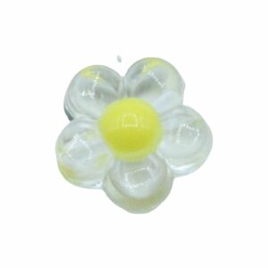 Flower Bead - Colourlined - 12mm - Clear / Yellow