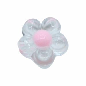 Flower Bead - Colourlined - 12mm - Clear / Pink