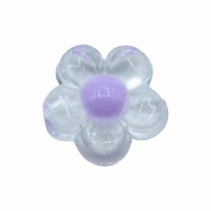 Flower Bead - Colourlined - 12mm - Clear / Purple