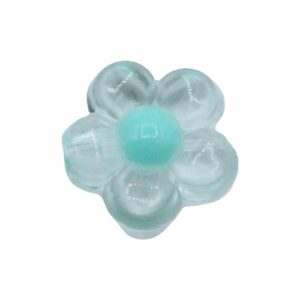 Flower Bead - Colourlined - 12mm - Clear / Teale
