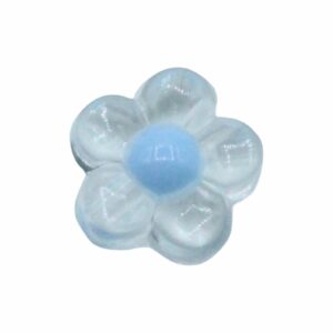 Flower Bead - Colourlined - 12mm - Clear / Blue