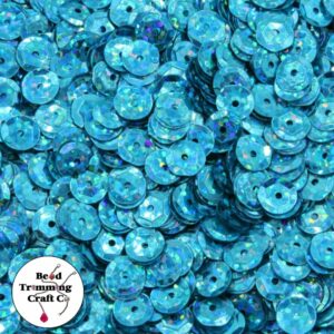 Sequin - Round - Cup – 10mm - Blue Aqua Laser - Price per gram