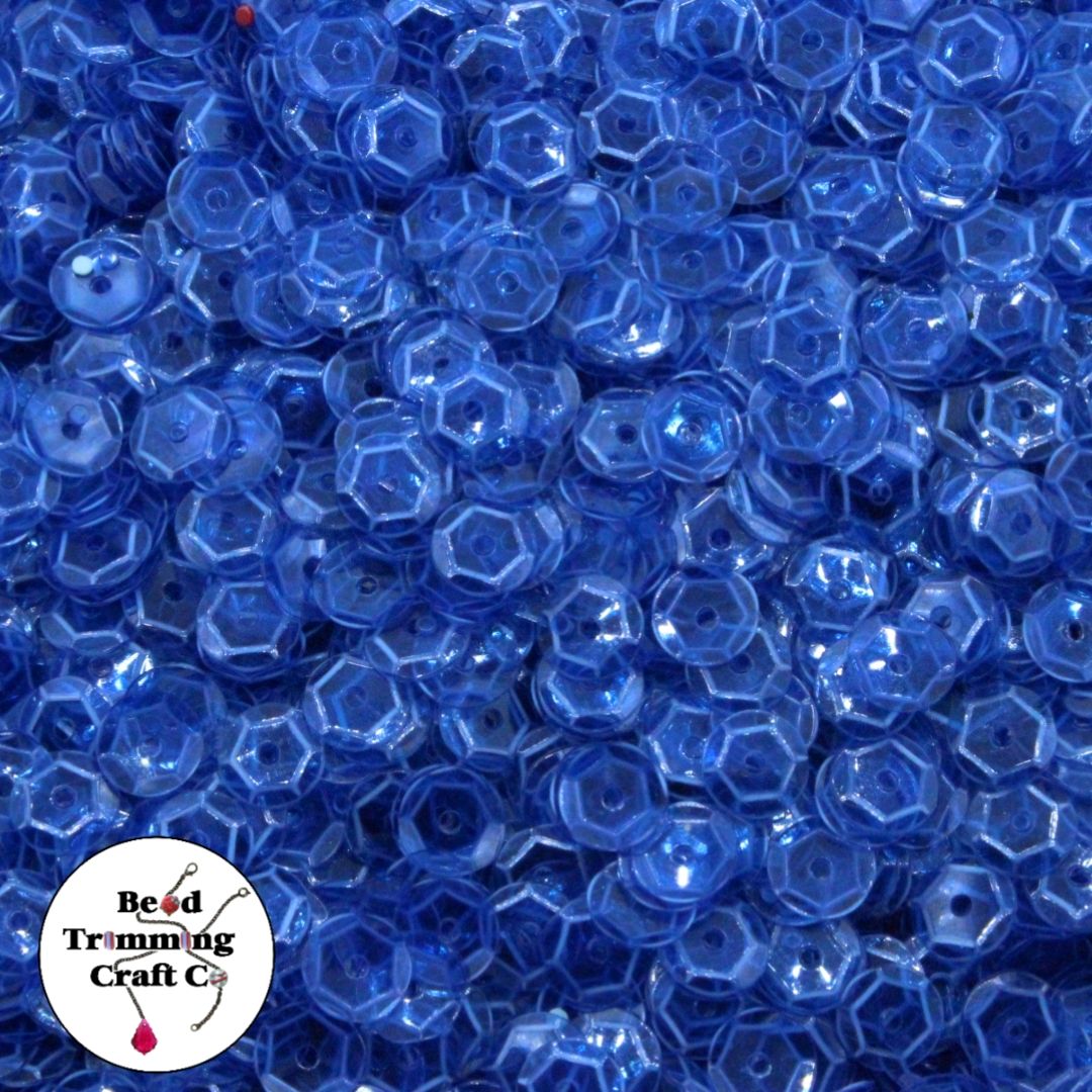 Sequin - Round - Cup – 10mm - Blue Dark Transparent - Price per gram