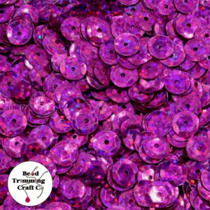 Sequin - Round - Cup – 10mm - Pink Ind Laser - Price per gram