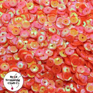 Sequin - Round - Cup – 10mm - Orange Neon AB - Price per gram