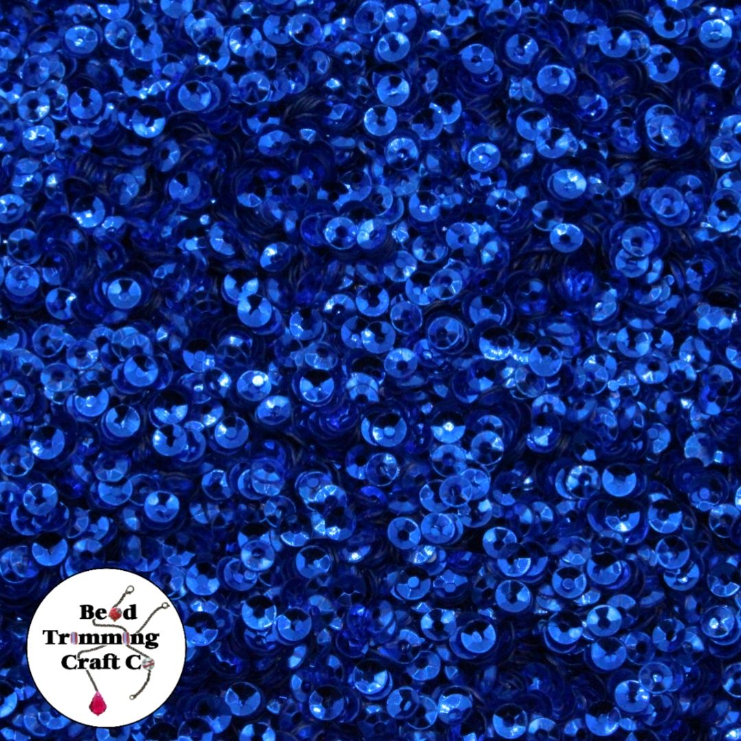 Sequin - Round - Cup – 3mm – Blue - Price per gram