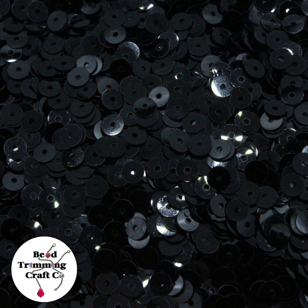 Sequin - Round - Flat – 5mm – Black - Price per gram