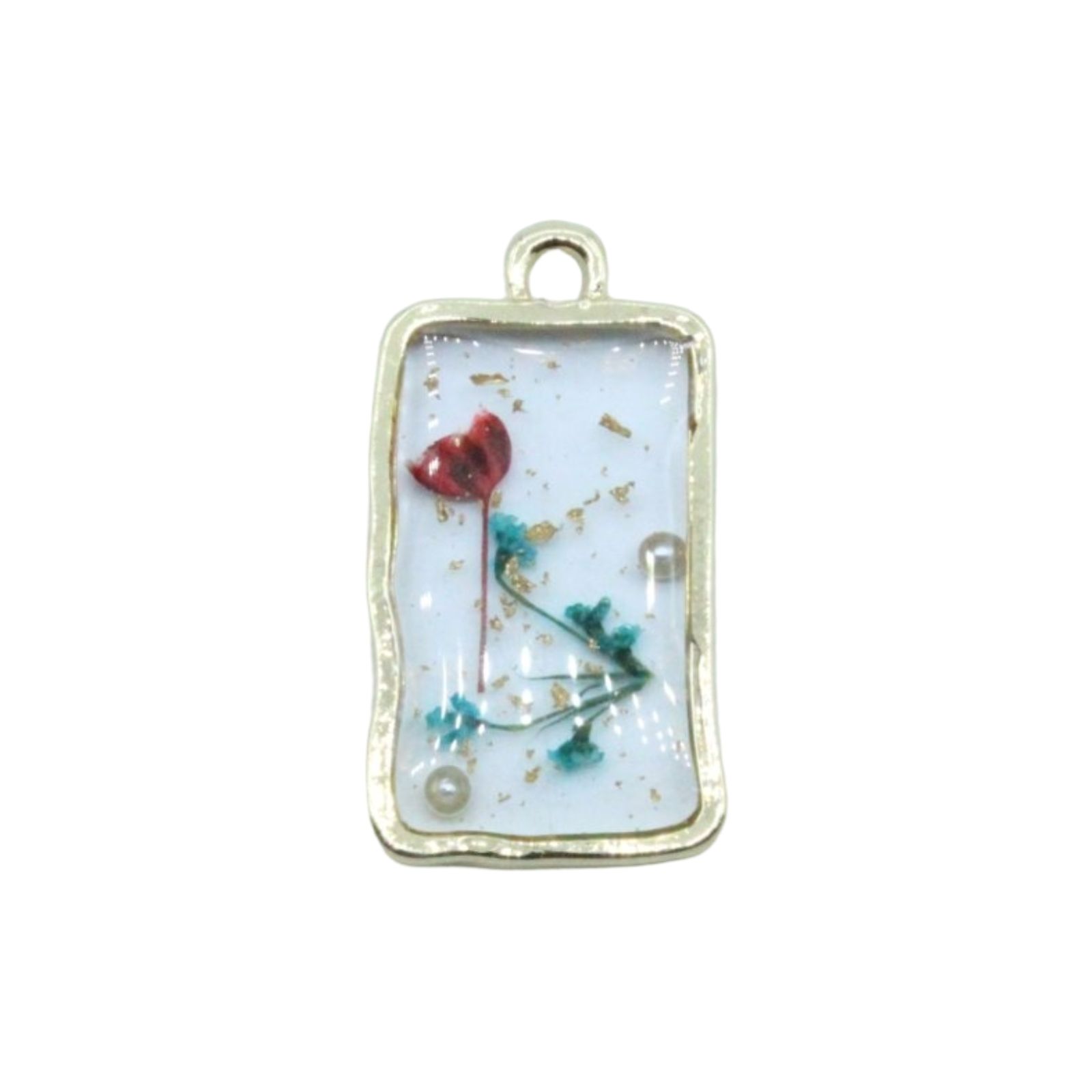 Pressed Flower Drop - Rectangle - 28 x 15mm