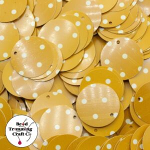 Sequin - Round - Flat – 20mm - Mustard Polka Dot - Price per gram