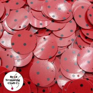Sequin - Round - Flat – 20mm - Red Polka Dot - Price per gram