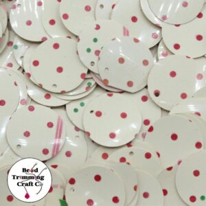 Sequin - Round - Flat – 20mm - Cream Polka Dot - Price per gram