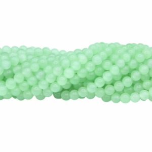 Cats Eye - Round - Glass - 6mm - Green - 36cm Strand